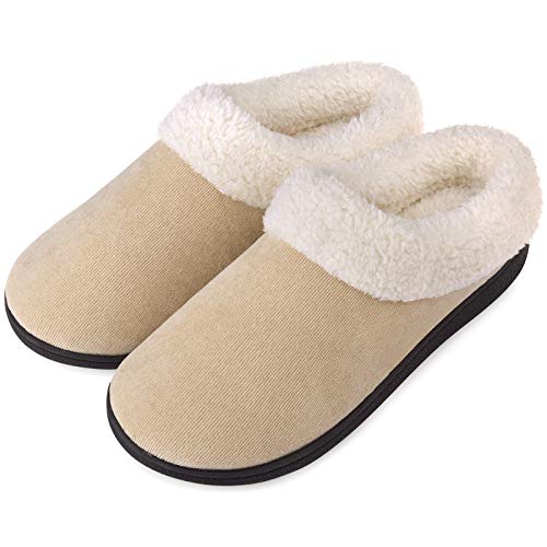 VONMAY Fuzzy House Slippers for Women Memory Foam Slippers with Fleece Collar Indoor Outdoor