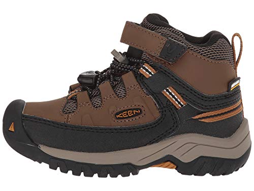 KEEN unisex child Targhee Mid Height Waterproof Hiking Boot, Dark Earth/Golden Brown, 8 Little Kid US