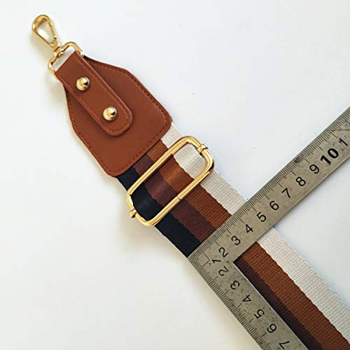 Beacone Wide Purse Strap Replacement Adjustable Crossbody Handbag Strap Belt (Stripe Pink Gold Brown)