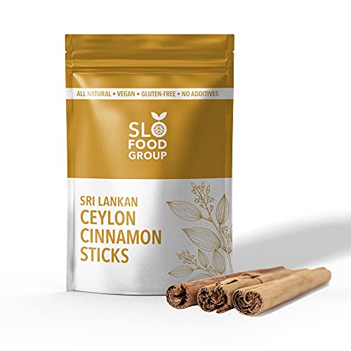 Slofoodgroup Ceylon Cinnamon Sticks - Pure Ceylon Cinnamon Quills 5 Inch Cut Cinnamon Spice from Sri Lanka, True Cinnamon - Cinnamomum Verum, 1 OZ.