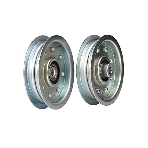 Virtionz 756-0627 Flat Heavy Duty Idler Pulley Repalces 756-0627B 756-0627D 956-0627 756-0365 956-0365,fits 46" Decks for 600 and 800 Series (1993 and Newer)2pack