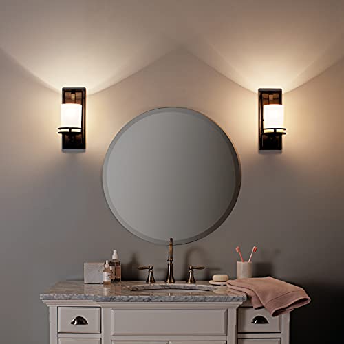Kichler Hendrik 12" 1 Light Wall Sconce with Light Umber Etched Glass Olde Bronze®, 5.25"