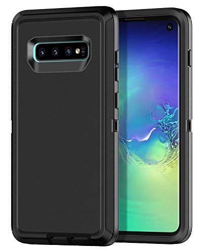 I-HONVA for Galaxy S10 Case [Not fit S10E] Shockproof Dust/Drop Proof 3-Layer Full Body Protection [Without Screen Protector] Rugged Heavy Duty Cover Case for Samsung Galaxy S10, Black