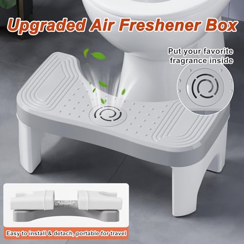 Recximi Toilet Step Stool Squat, Portable Foot Poop Stool for Bathroom Adults, 7 Inch Pooping Stool Toilet Leg Stand Raiser, Non-Slip Potty Stool Bench for Feet, Banco para Baño, Beige