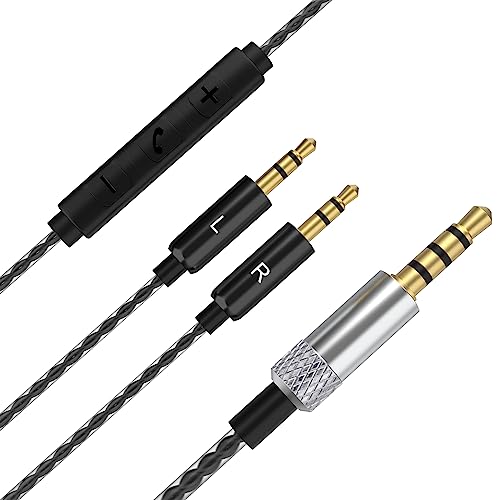 Replacement Audio Cable with Remote Volume & Mic Compatible with Sol Republic Master Tracks HD V8, V10, V12, Sol Republic X3 Headphone, for iPhone Samsung Huawei Android Phone (Black)
