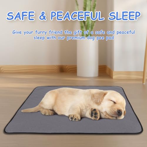 AT1NTEN 2 Pack Reusable Dog Pee Pads,Dogs Waterproof Puppy Potty Training Pee Pad,Washable Training Pads Rounded Corners Pet Mats,Lightweight Pad Dog Mat Pet Supplies,Grey,Size XS 13.4" x13.4"