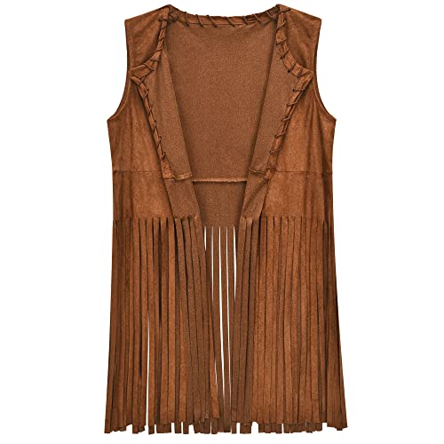 ZeroShop 70s Outfits for Women,Hippie Costume Fringe Vest,60s Decades Clothes Pants,Hippy Glasses,Headbands Flower Crown,Earrings,Necklaces Accessories for Halloween,1-S
