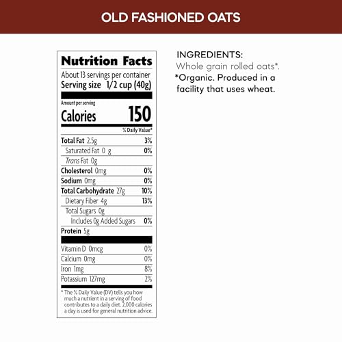 Nature's Path Organic Old Fashioned Oats Instant Oatmeal, 18 oz (Pack of 6), Non-GMO