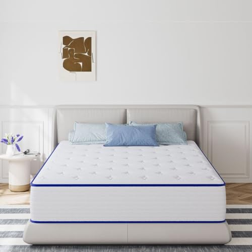 TXO Full Size Mattress, 10 Inch Medium Firm Hybrid Mattress with Individual Pocketed Springs and Cool Gel Memory Foam, Enhance Edge Support, Motion Isolation, Pressure Relief, Full Mattress in a Box