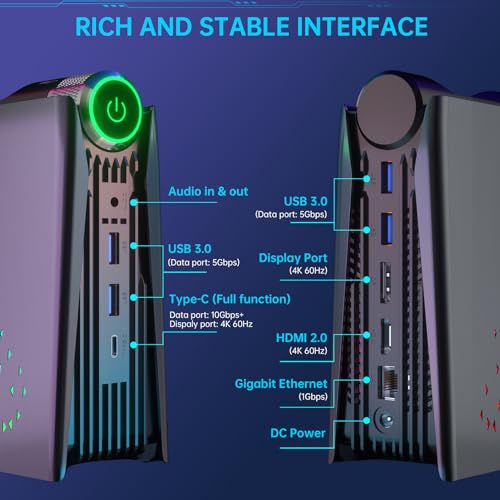 ACEMAGICIAN Mini Gaming PC，AMD Ryzen 7 5700U Mini PC 16GB DDR4 512GB SSD, Mini Gaming Computers Micro Desktop PC Support RGB Lights/4K Triple Display/WiFi6/BT5.2/3 Adjustable Mode PC