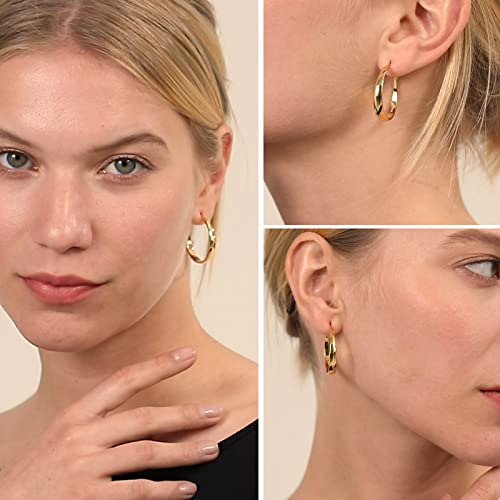 Senteria Gold Hoop Earrings for Women 14K Gold Plated Hoop Earrings Large Gold Hoop Earrings Hypoallergenic Big Gold Hoop Earrings for Women 40 mm