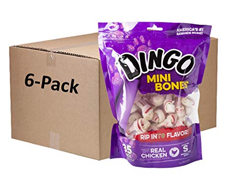 Dingo 95014 Mini Bones, Rawhide For Small/Toy Dogs, Red,14-Count