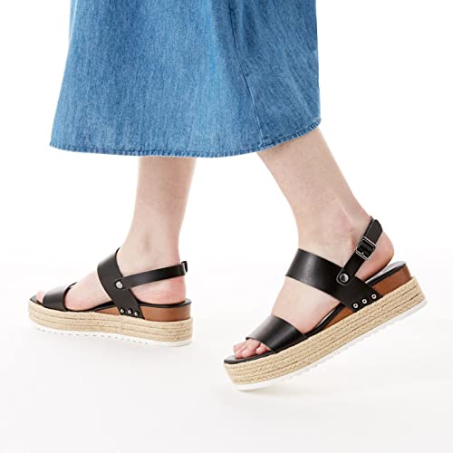 XAPPEAL Amelia - Women's Open Toe Ankle Buckle Strap Casual Platform Espadrille Sandals Brown, Size 10.0 Medium Width