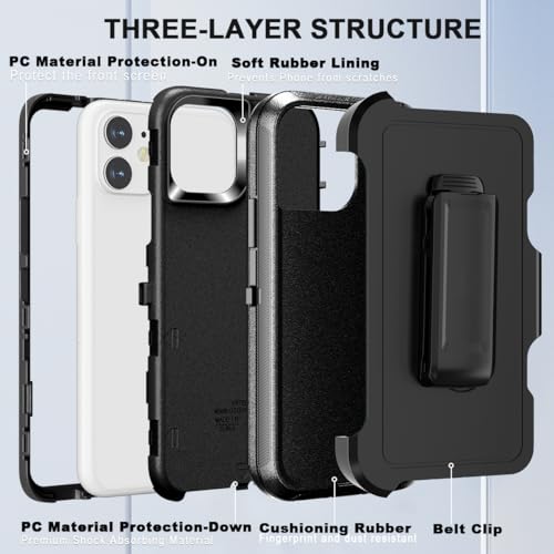 Paprose for iPhone 11 5G Case,3 in 1 Heavy Duty Shockproof/Dropproof[2 pcs Screen Protector] Military Protection Full Body Rugged Defender Durable Case for Apple iPhone 11 6.1 inch,B-Red/Black