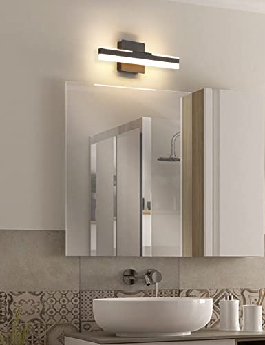 Joossnwell LED Vanity Light Matte Black Modern Bathroom Vanity Light Fixtures Wall Mount Bath Lights for Mirror Bar Lights Warm Light 14W 15.74 Inch Long 3000K