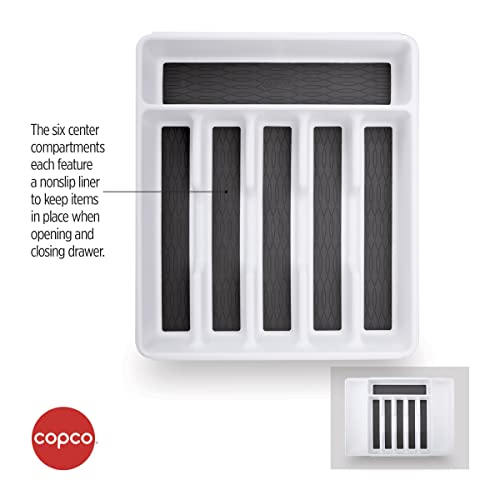 Copco Basics 6 Compartment Expandable Drawer Organizer, White/Charcoal Gray