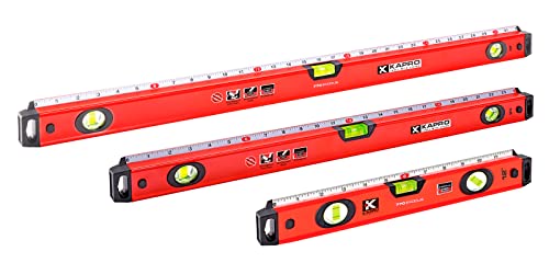 Kapro - 770 Exodus Professional Box Level - 12" - With 45° Vial & Ruler - For Leveling, Measuring, Marking, and Cutting - Features 3 Vials, Precise Straightedge, and Wall-Grip
