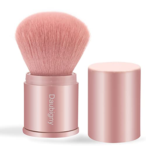 Retractable Kabuki Makeup Brush,Daubigny Powder Brushes Foundation Travel Foundation Brush for Blush Bronzer & Powder (Pink)