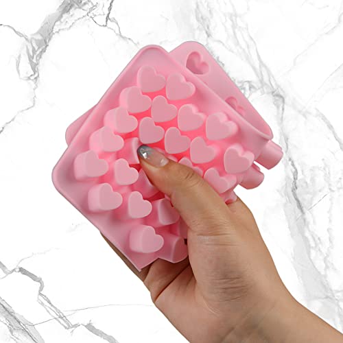 Fimary Fimary Heart-Shaped Chocolate Molds Silicone - Set of 2 Non-Stick Candy Heart Molds Silicone, Food Grade Silicone Heart Molds for Baking, Candy, Gummy, Jelly - Pink