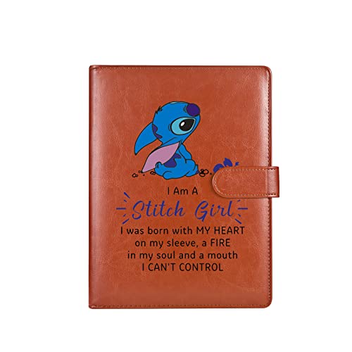 Stitch A4 Folder Animal Leather Folder Stitch Lovers Gift Waterproof Portfolio Envelope Folder Case with Invisible Magnetic Closure Brown (Stitch Folder)