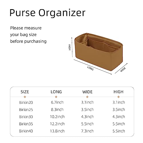 ZYZii Silk Purse Organizer for Birkin 20/25/30/35/40,Insert Bag in Bag,Luxury Handbag Tote Lining Bag Shapers（Vert Amande,BK20）