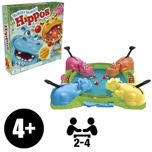 Hungry Hungry Hippos Game for Preschoolers | Instant Marble Relaunch, Easy Set-Up & Storage| Ages 4 and Up | 2 to 4 Players | Kids Games