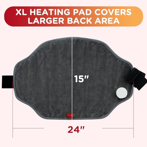 Upgraded Heating Pad for Back Pain Relief, Comfytemp Birthday Gifts for Women Men, FSA HSA Eligible Large Electric Heat Pad for Cramps, Lower Back, Lumbar, Sciatica, XL Heated Belt — 11 Auto-Off Grey