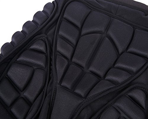 OHMOTOR 3D Padded Protective Shorts Hip Butt EVA Pad Short Pants Heavy Duty Protective Gear Guard Drop Resistance for Ski Skiing Skating Snowboard Cycling (Black, S)