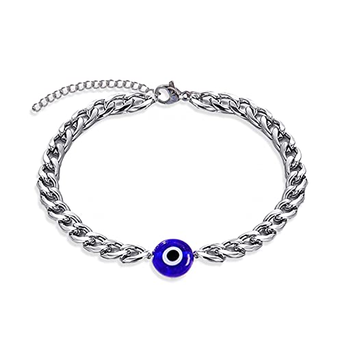 Dcfywl731 Evil Eye Bracelet for Women Evil Eye Charms for Bracelets Hamsa Bracelet for Men Silver Gold Mexican Bracelets Evil Eye Mal De Ojo Bracelets Protection Bracelet (Silver)