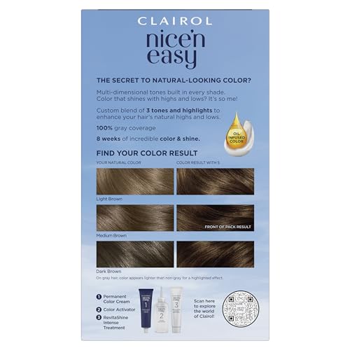 Clairol Nice'n Easy Permanent Hair Dye, 5 Medium Brown Hair Color, Pack of 1