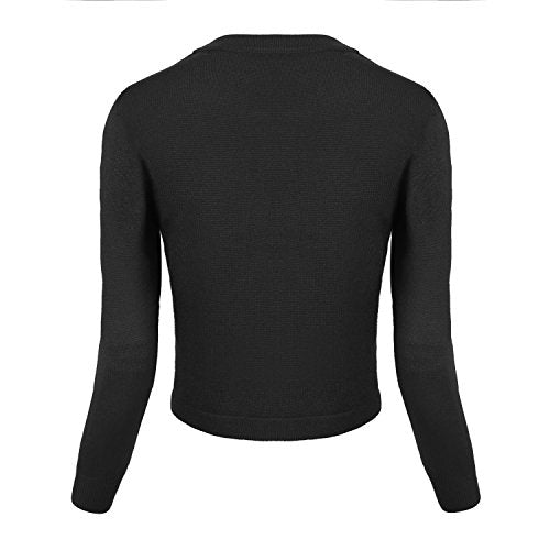 Urban CoCo Women's Cropped Cardigan V-Neck Button Down Knitted Sweater 3/4 Sleeve (Rose, m)