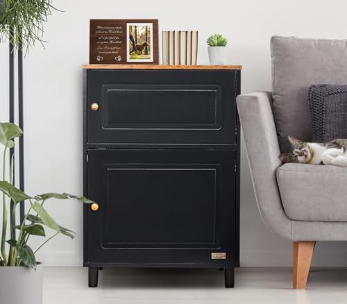 Petsfit Litter Box Enclosure, Odor-Free Design, Storage Cabinet, Easy-Clean, and Stylish Hidden Litter Box Furniture (A-Black)