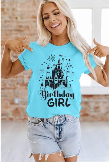 Birthday Shirt Women Magical Tshirt Cute Birthday Party Shirts Magic Kingdom Short Sleeve Tee Top Grey