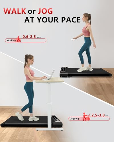 Walking Pad Treadmill with Incline Under Desk Treadmill 2.5 HP Portable Walking Pad 2 in 1 for Walking and Jogging, Under Desk Treadmill for Home Office with Remote Control.