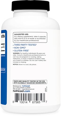 Nutricost Creatine Monohydrate 3,000mg, 180 Capsules (750mg Per Capsule) - Gluten Free, Non-GMO