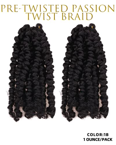 6 Inches 8 Packs Pre Looped Pretwisted Passion Twist Crochet Hair for Black Women and Kids,(TBUG+TPink+TPurple+TBlue) Mixed Color Combo Pack(6"-8 Packs,TBUG+TPink+TPurple+TBlue)