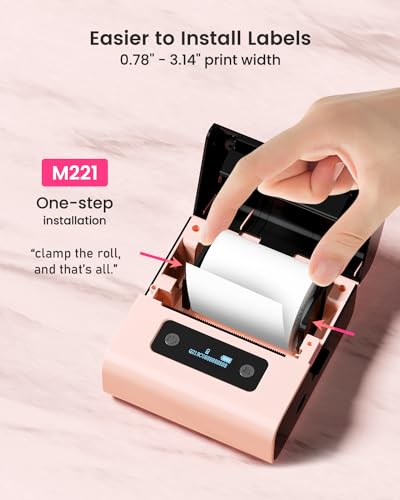 Phomemo M221 Label Printer, Newest Upgraded 3'' Bluetooth Thermal Label Maker, Easier & More Stable,for Product, Address, Barcode, Small Business, Home Portable DIY on Phone/PC,+100 Labels, Sky Blue