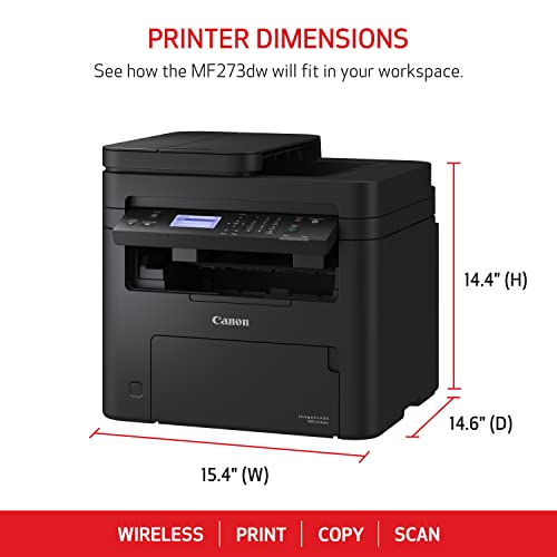 Canon imageCLASS MF273dw - Wireless Monochrome Laser Printer, Print, Copy and Scan with Auto Document Feeder, Black