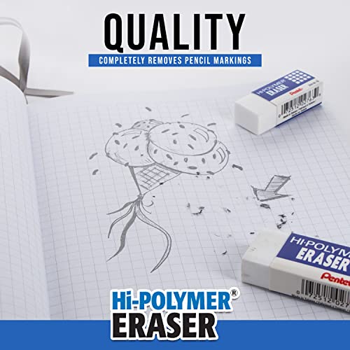 Pentel HI-Polymer Eraser Combo Pack, 6 Caps, 1 Large (ZEH0210BP7) (Pack of 3)