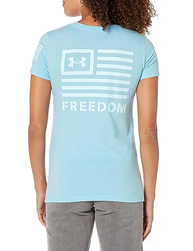 Under Armour Womens New Freedom Banner T-Shirt, Baroque Green (310)/Pink Clay, Small