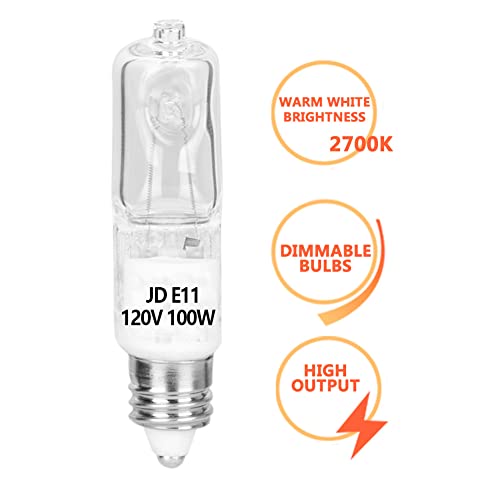 haraqi 4 Pack JD E11 120V 50 Watt Halogen Bulbs,Mini Candelabra Bulbs for House Lighting Fixtures,Ceiling Lamps,Table Lamps,Cabinet Lighting