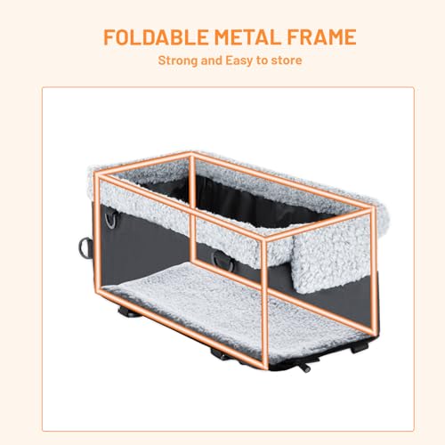 UNICITII Dog Car Seat for Small Dog, Raised Dog Booster Seat with Metal Frame, Dog Car Booster Seat Puppy Car Seat for Pets Small Dogs Cats