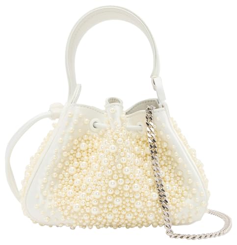 Oscar de la Renta, Nano Pearl Embroidered O Handle Bag, Pearl