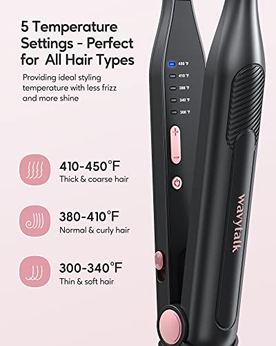 Wavytalk 3/10" Small Flat Iron, Pencil Flat Iron for Short Hair, Pixie Cut and Bangs, Mini Hair Straightener for Edges with Anti-Pinch Design, Tiny Hair Straightener with Floating Plates