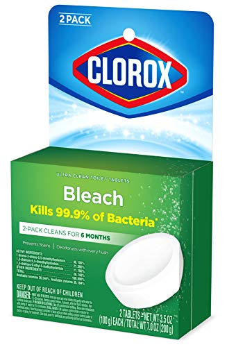 Clorox Ultra Clean Toilet Tablets Bleach 2 Count, 3.5 Ounces Each (Package May Vary)