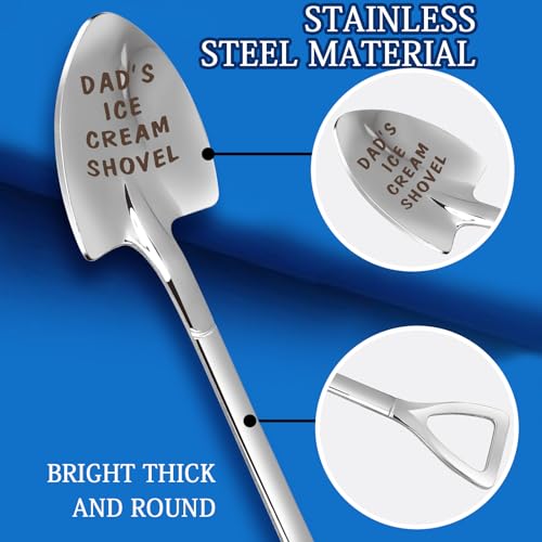 Gifts for Dad fathers day dad gifts Men Ice Cream Spoon Scoop for Ice Cream Lovers, Father's Day Gifts for men Funny Engraved Stainless Steel Spoon Shovel, Birthday Fathers Gifts