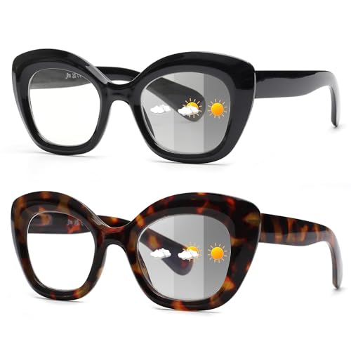JM 3 Pack Oversized Cat Eye Reading Glasses for Women Funky Blue Light Flexible Cateye Readers +4.0
