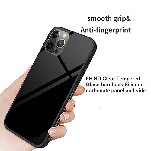 Luhuanx Designed for iPhone 14 Pro Max Case, Tempered Glass Shockproof Slim Thin Phone Case for iPhone 14 Pro MAX Phone Cases in 6.7 inch -Black