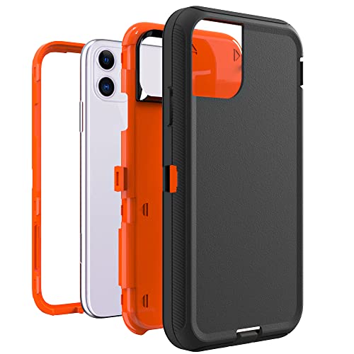 WOGROO Case for iPhone 14 Pro, Heavy-Duty Tough Rugged Shockproof Drop Protective Cover Phone Cases, Black+Orange