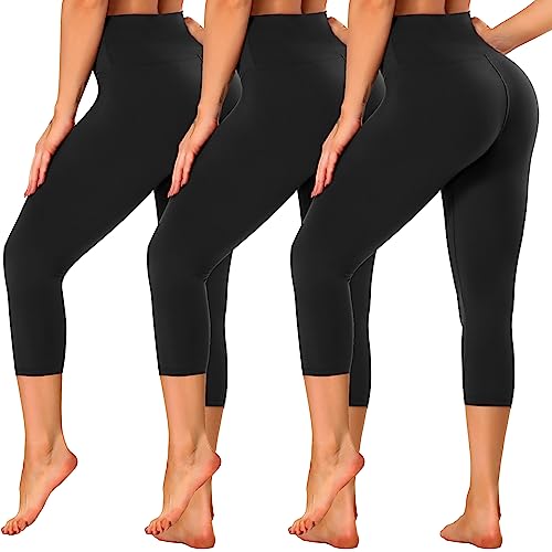 GAYHAY 3 Pack Leggings for Women - High Waisted Tummy Control Workout Yoga Pants Gym Running Activewear Compression Black Leggings